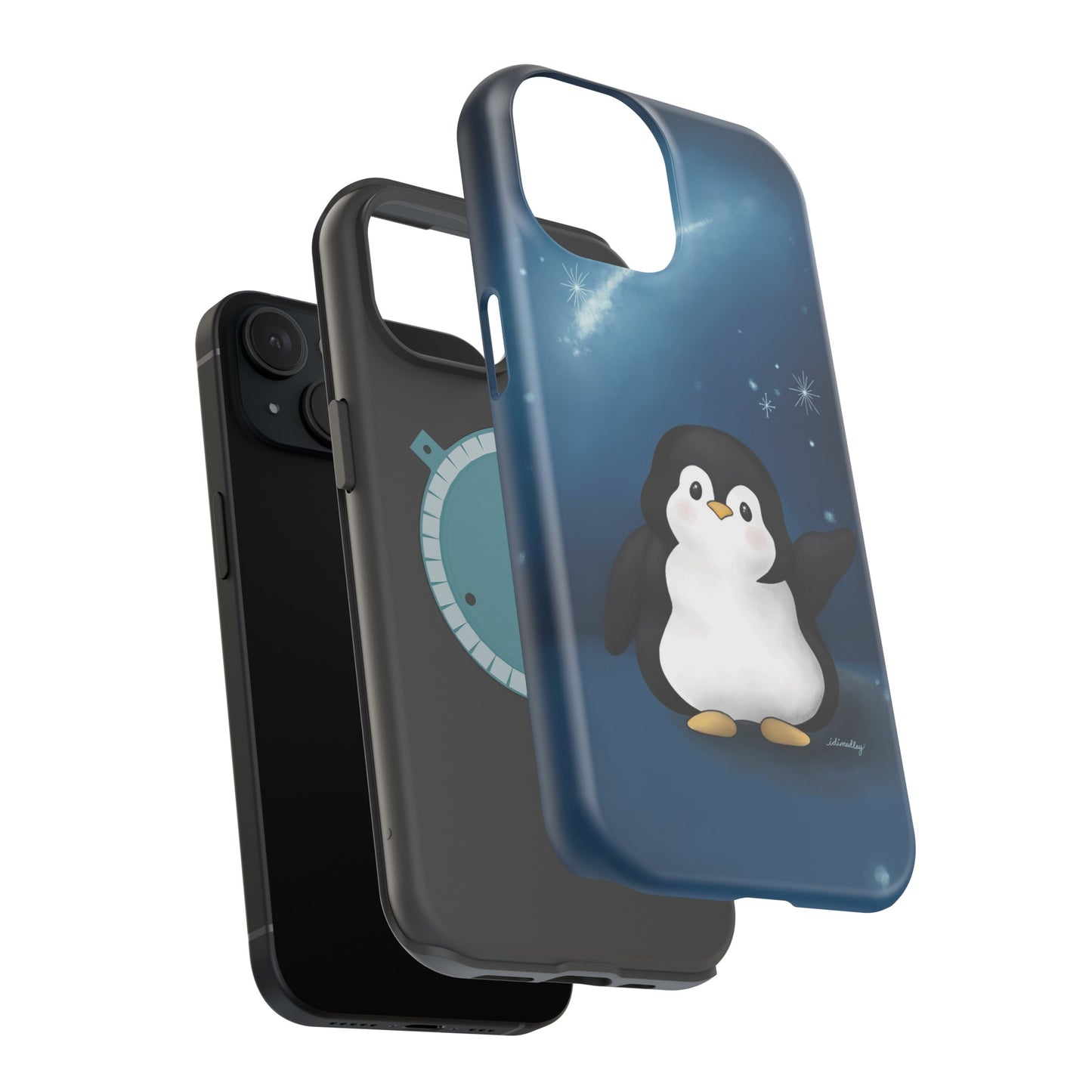 Penguin in Starry Blue Night Skies