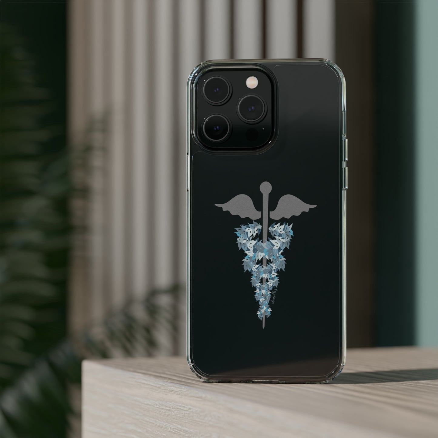 Caduceus Medical Symbol with Blue Maile Lei CLEAR Case