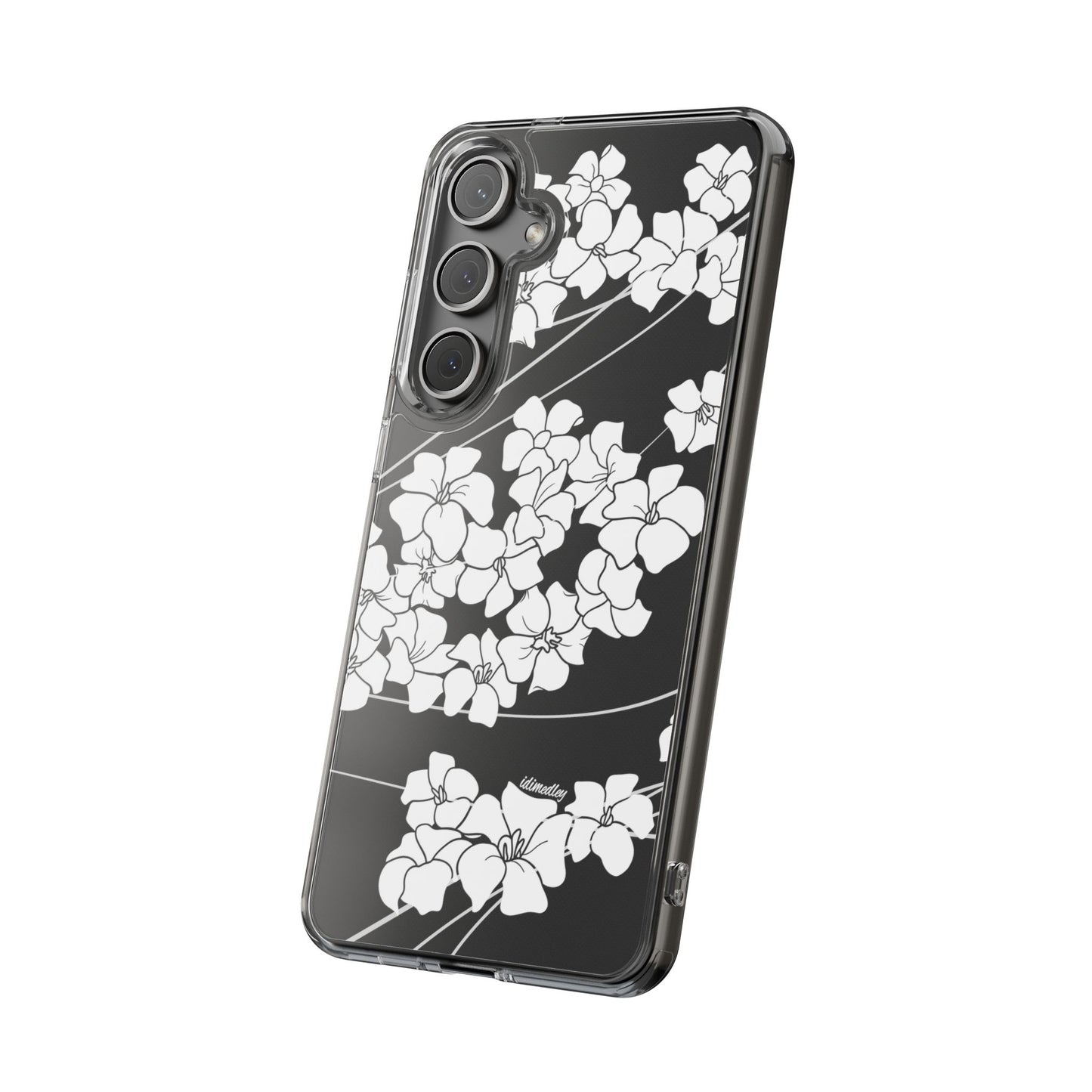 Puakenikeni En Face Flower Swirls (White) CLEAR Case