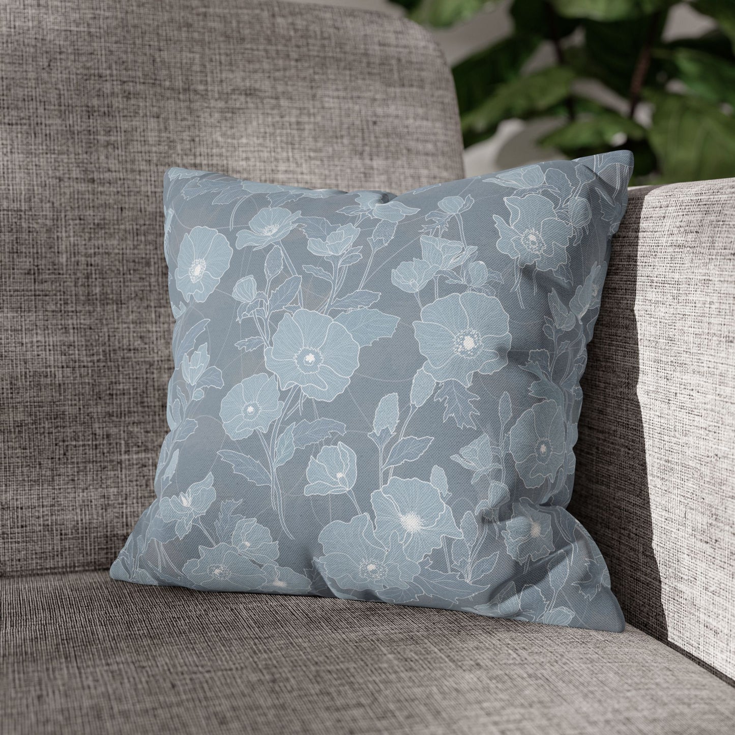 Canvas Throw Pillow Case- Pua Kala in Blue