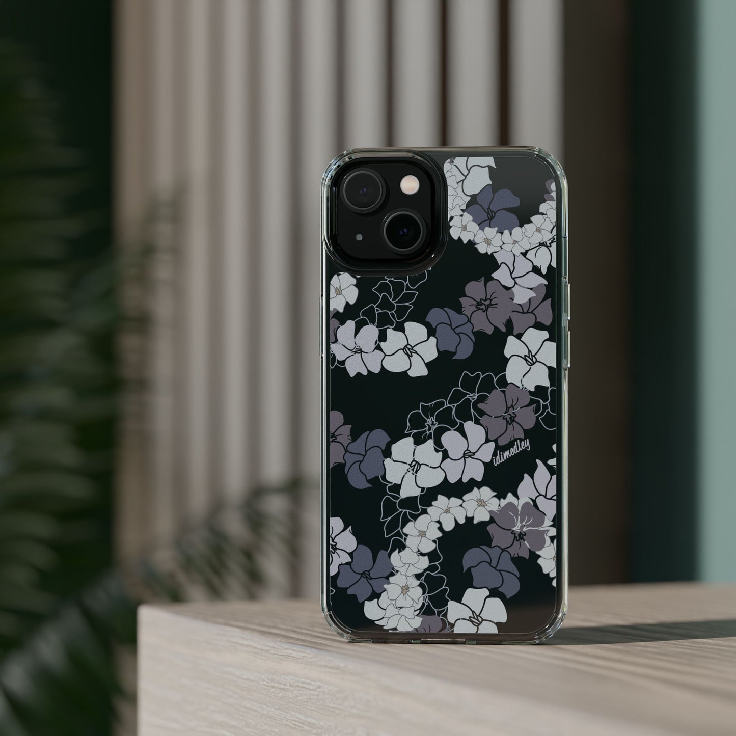Puakenikeni En Face Flower Leis (Blue and Purple) CLEAR Case