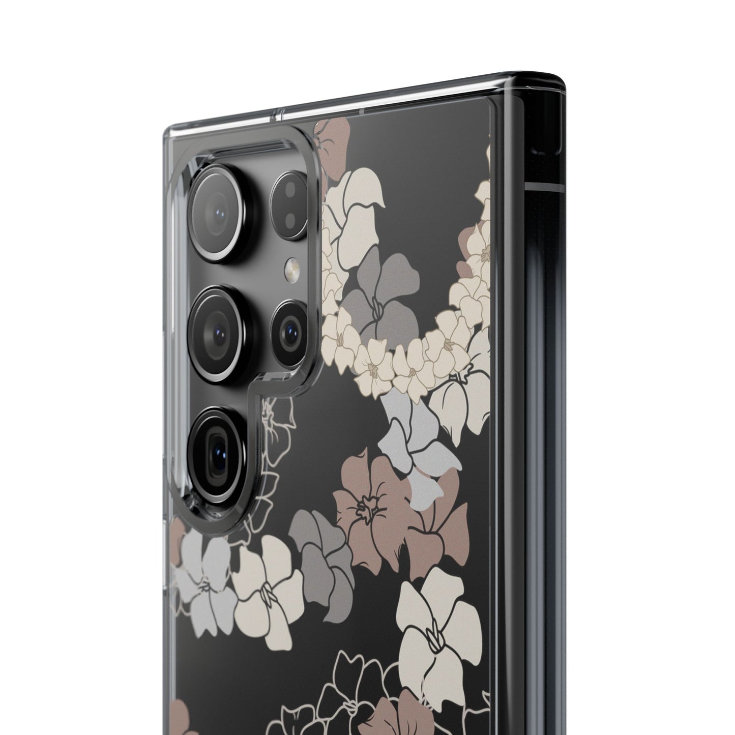 Puakenikeni En Face Flower Leis (Brown and Gray Neutrals) CLEAR Case