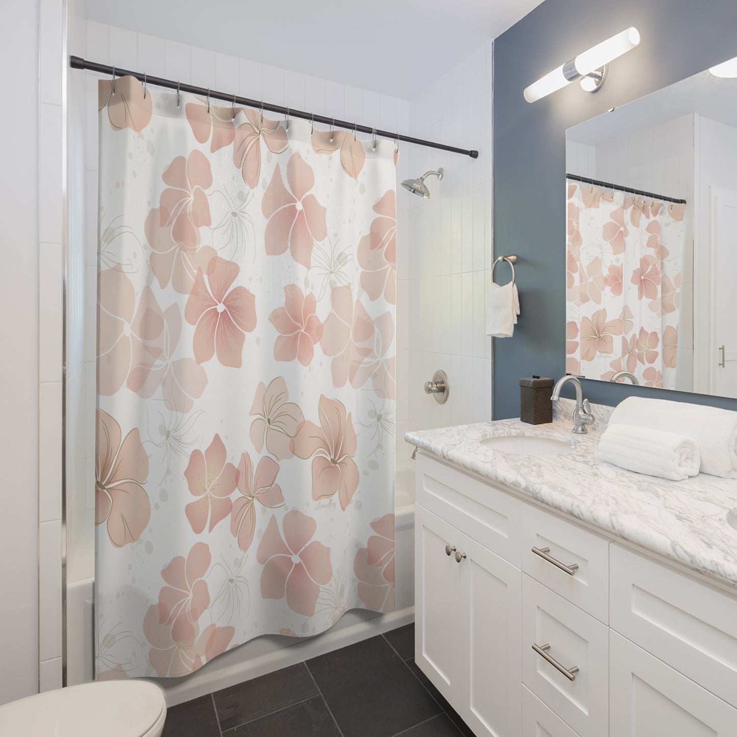 Shower Curtain- Plumeria Impressions (Peach)