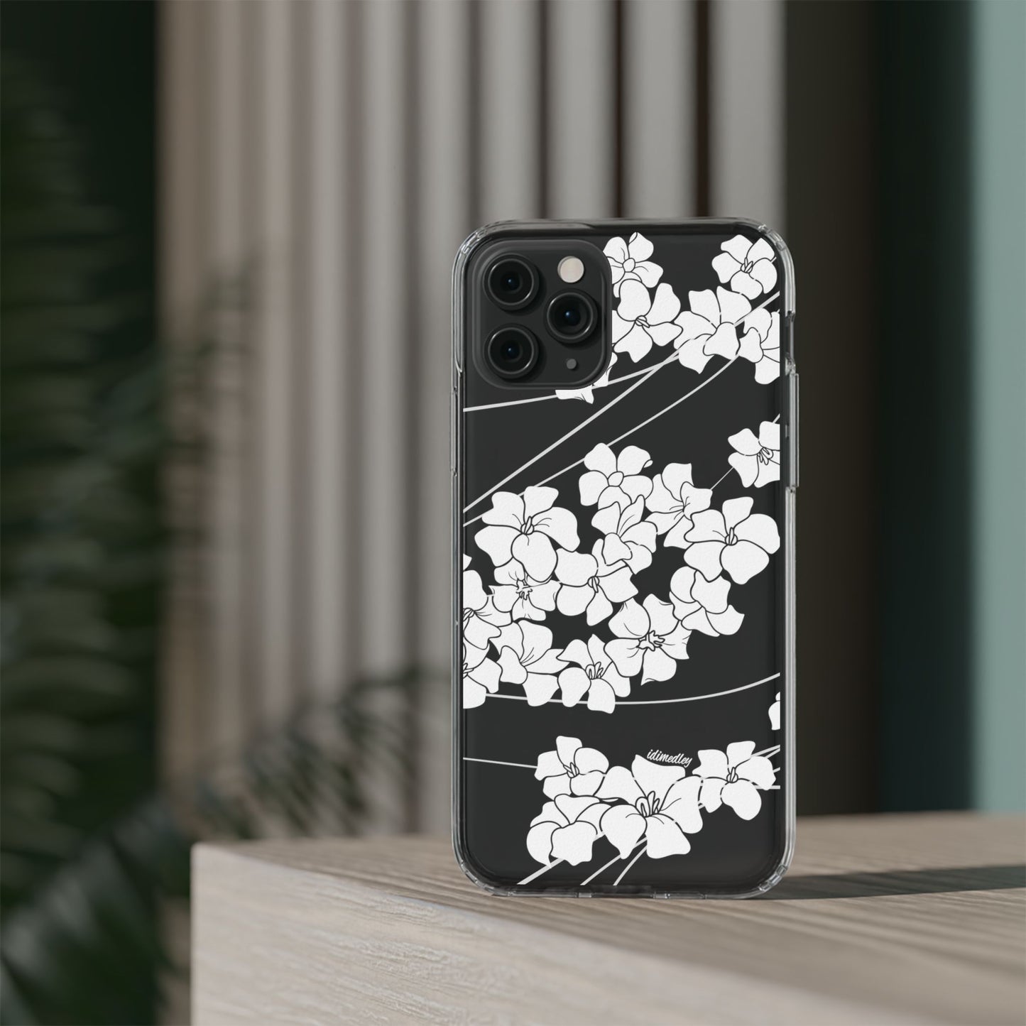 Puakenikeni En Face Flower Swirls (White) CLEAR Case