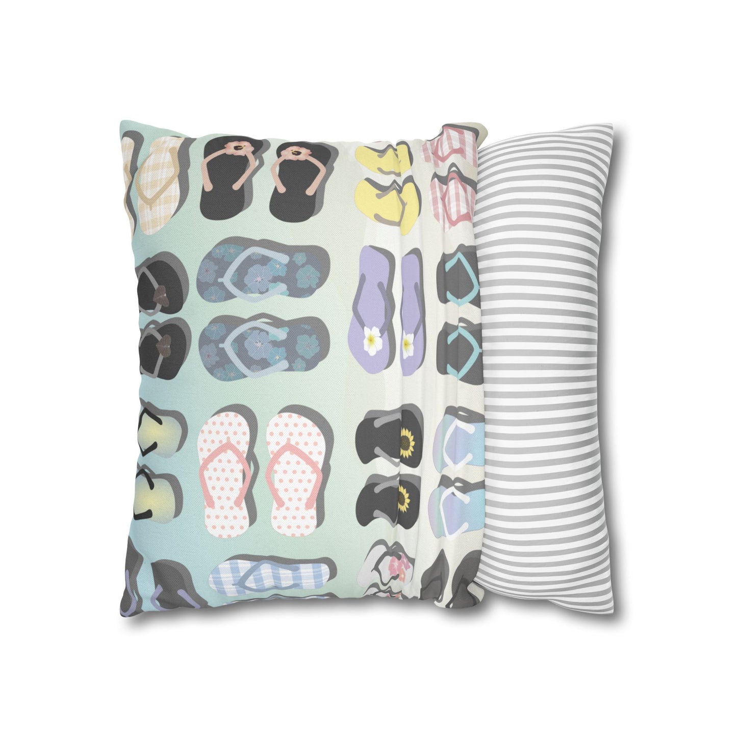 Canvas Throw Pillow Case- Sandy Pua Toes in My Rubbah Slippahs
