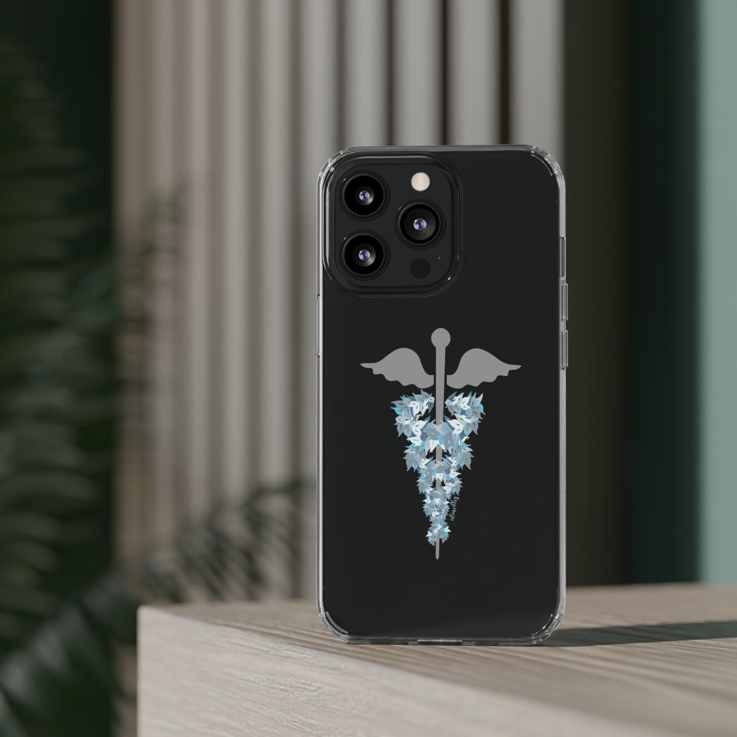 Caduceus Medical Symbol with Blue Maile Lei CLEAR Case