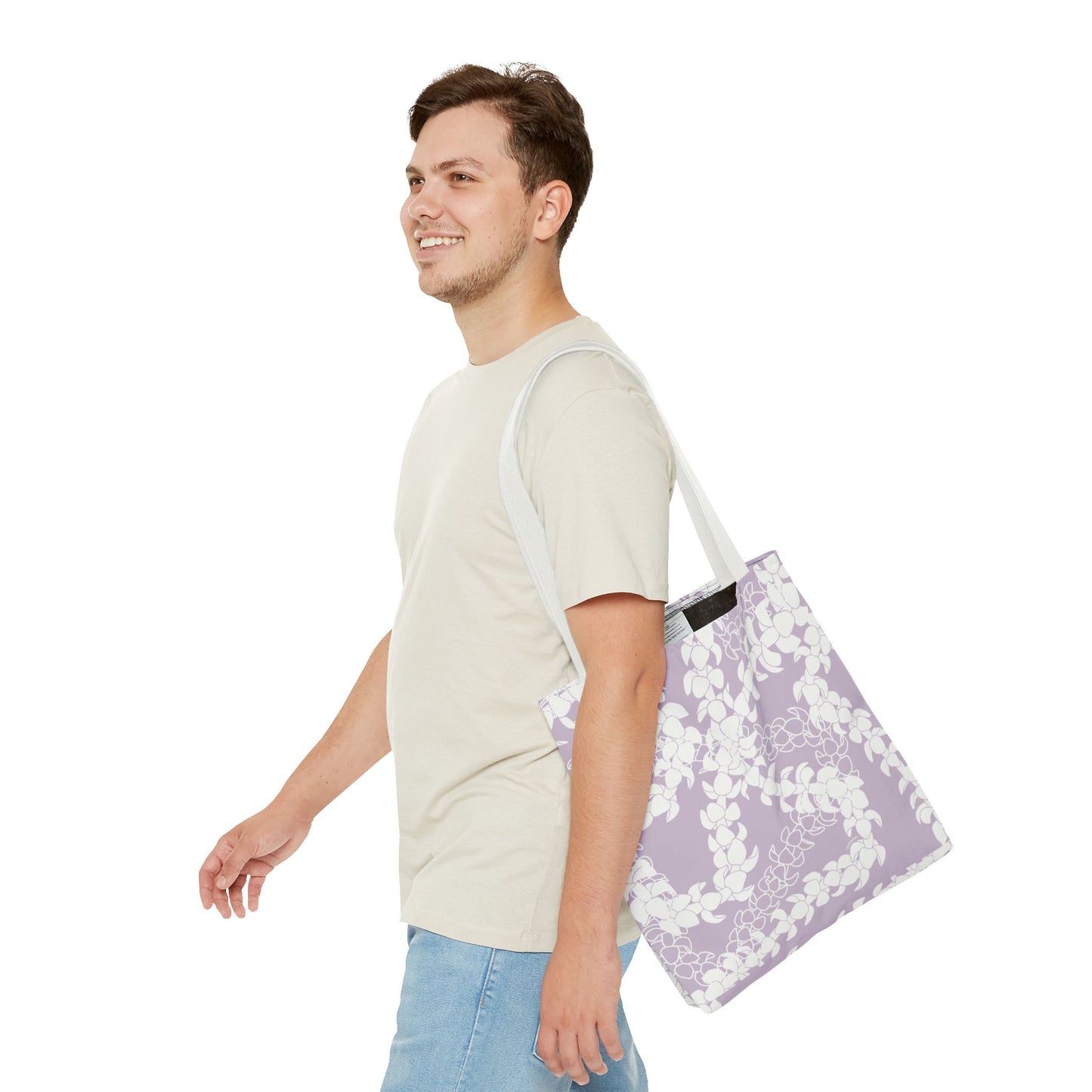 Tote Bag- Puakenikeni Curvilinear Lei (Pinky Periwinkle)
