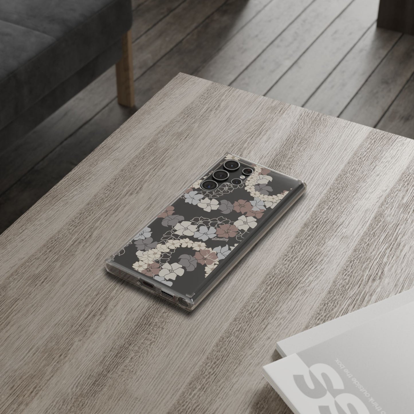 Puakenikeni En Face Flower Leis (Brown and Gray Neutrals) CLEAR Case