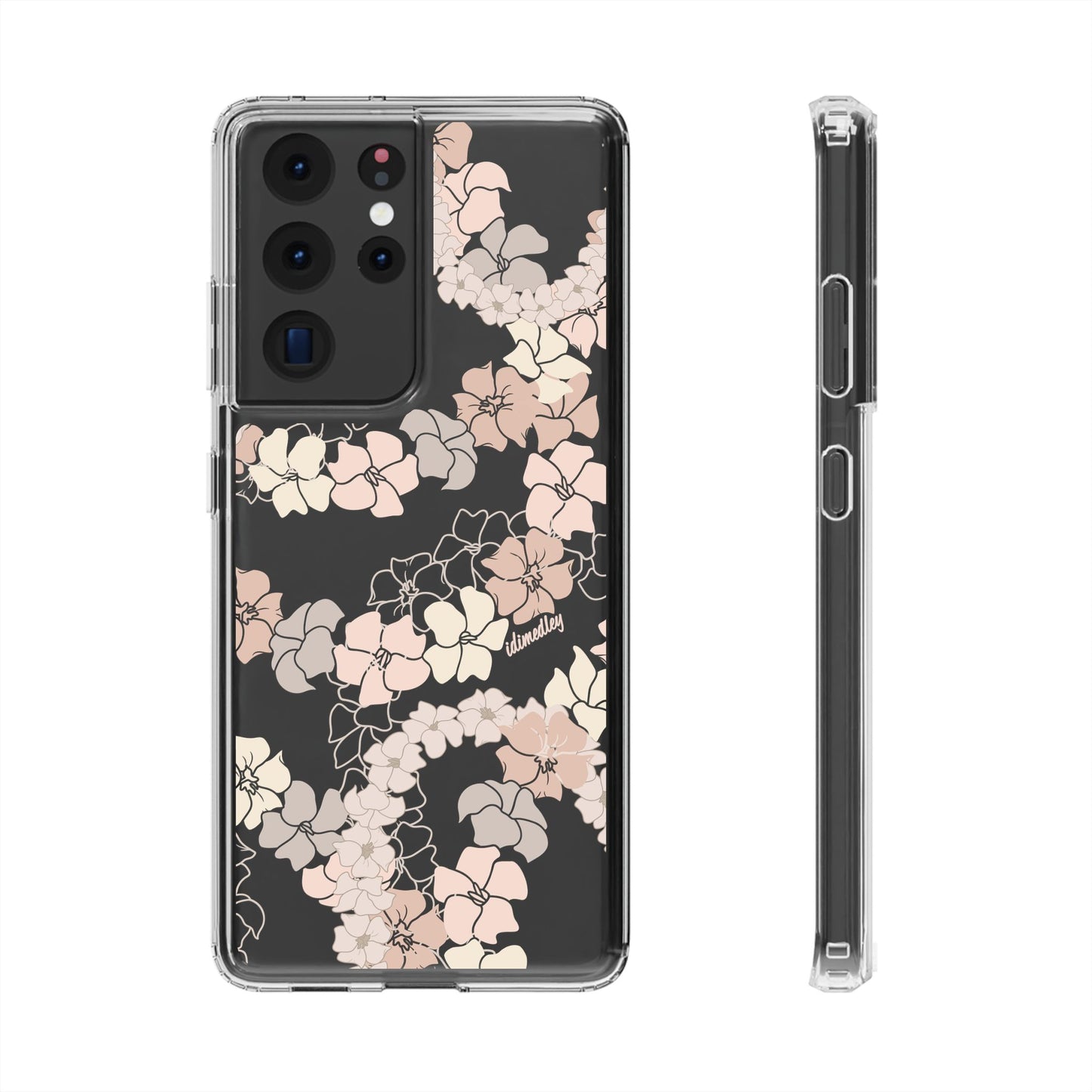 Puakenikeni En Face Flower Leis (Peachy Pinks) CLEAR Case
