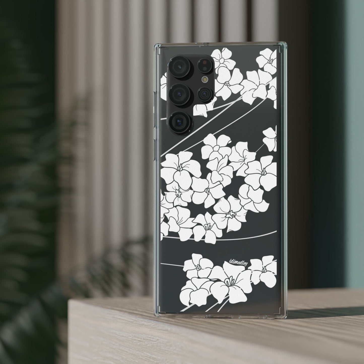 Puakenikeni En Face Flower Swirls (White) CLEAR Case