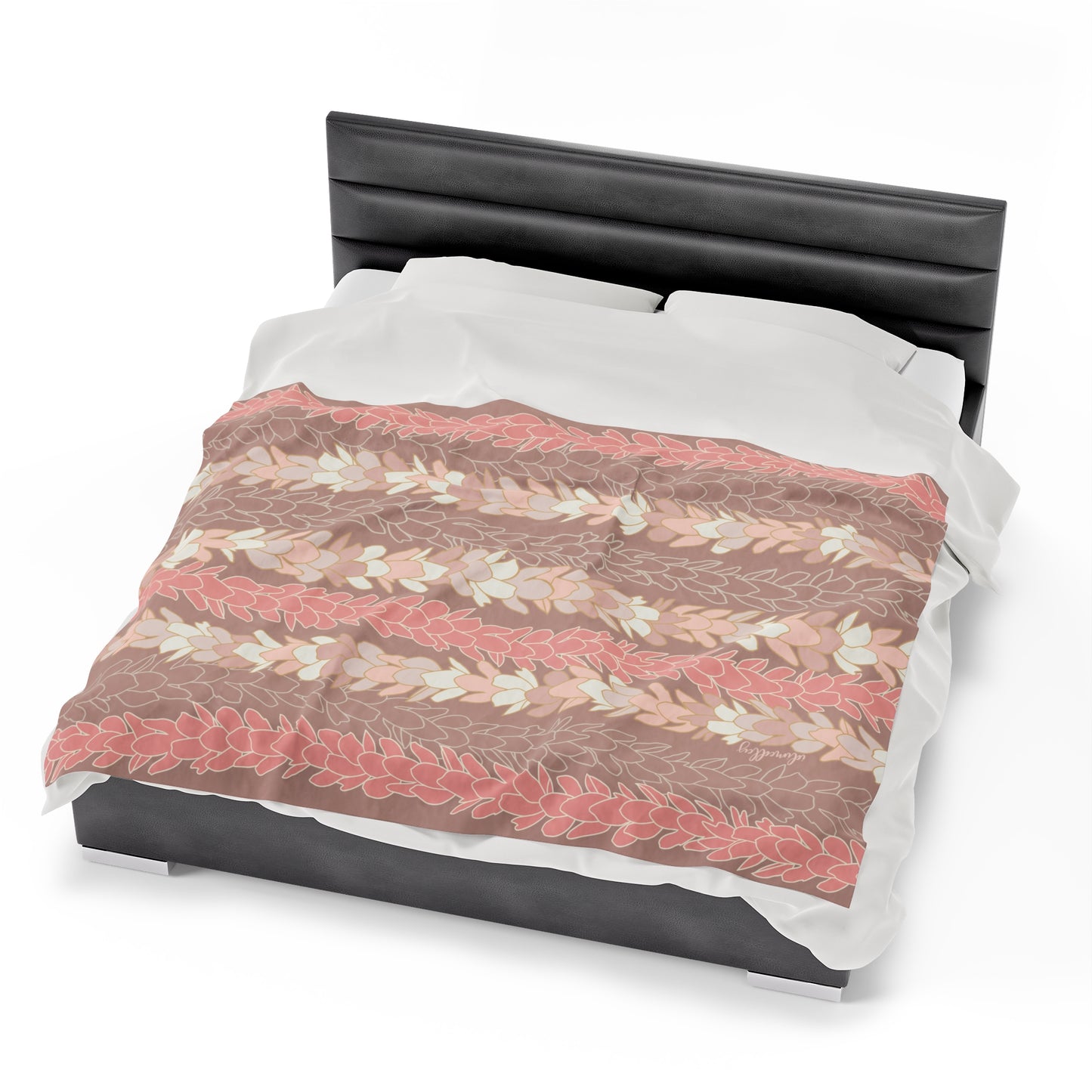 Velveteen Blanket- Pakalana Stringing Peach