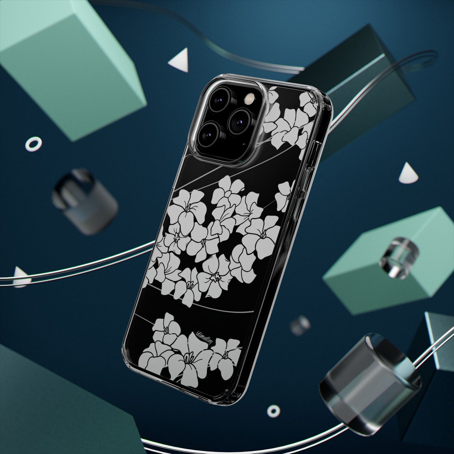 Puakenikeni En Face Flower Swirls (White) CLEAR Case