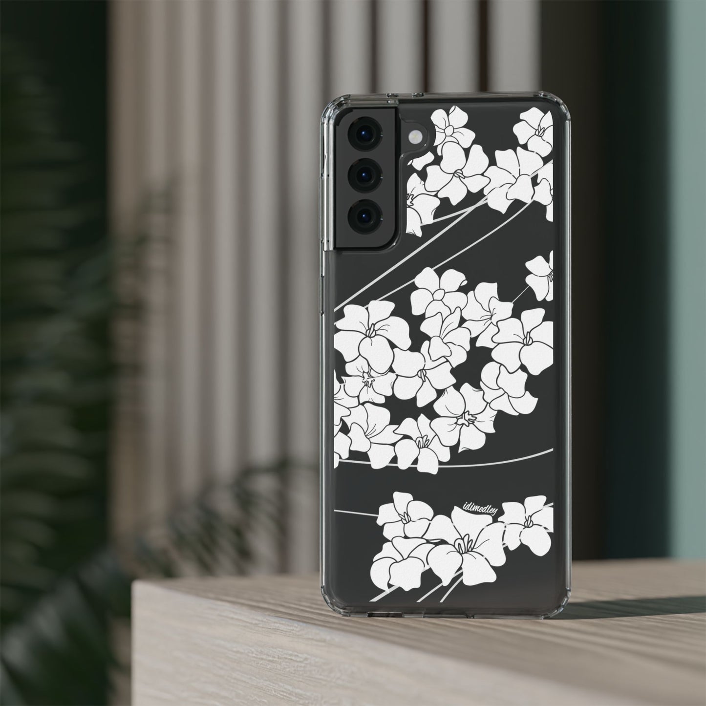 Puakenikeni En Face Flower Swirls (White) CLEAR Case
