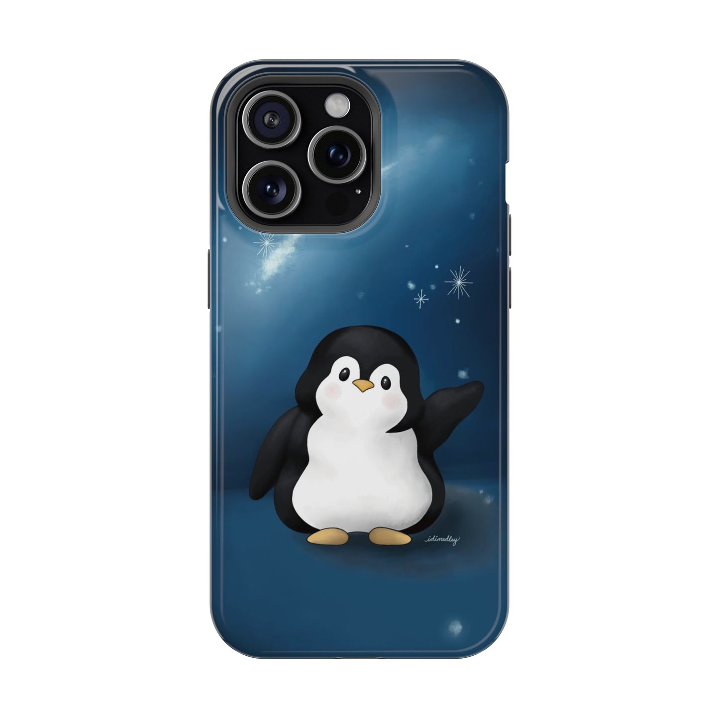 Penguin in Starry Blue Night Skies
