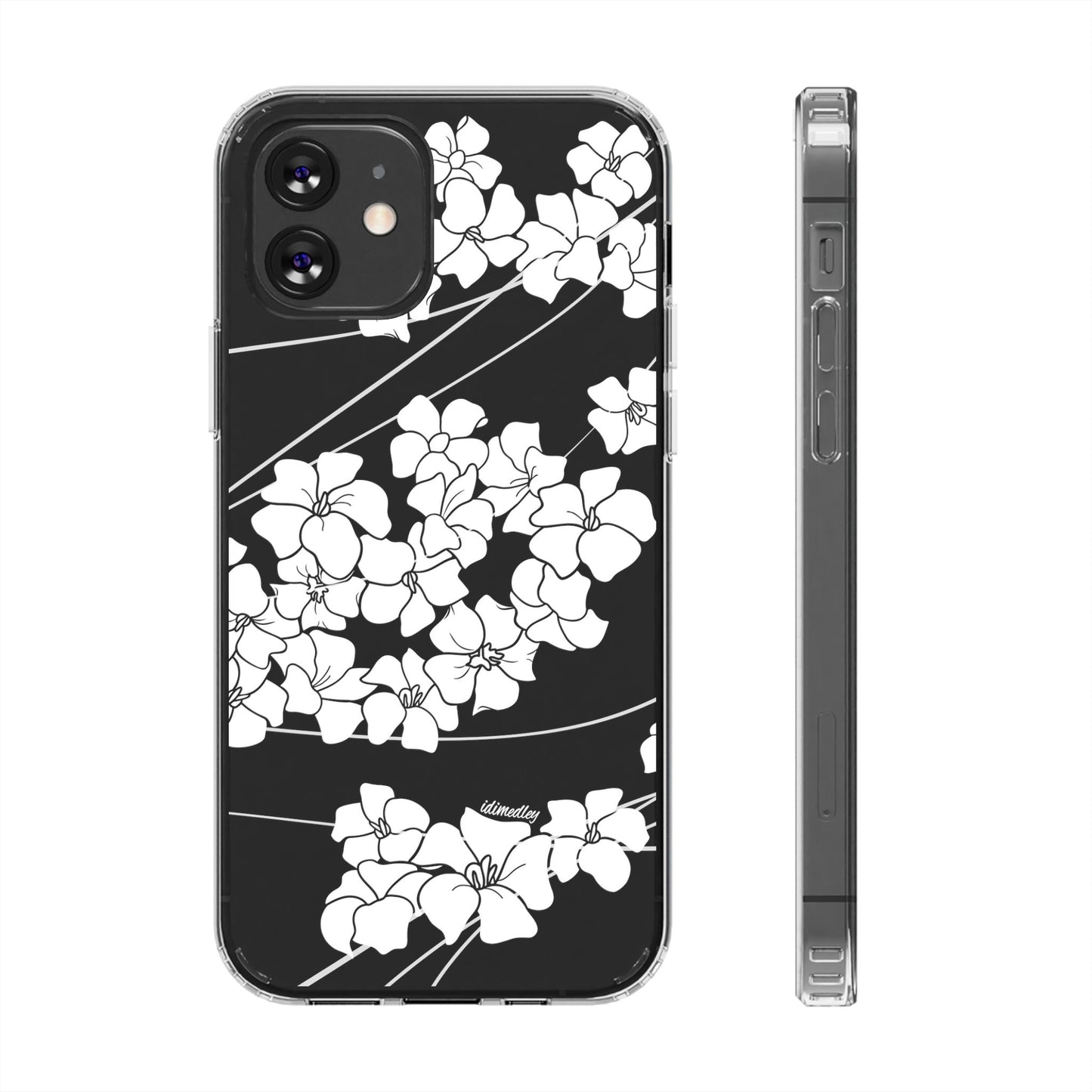 Puakenikeni En Face Flower Swirls (White) CLEAR Case