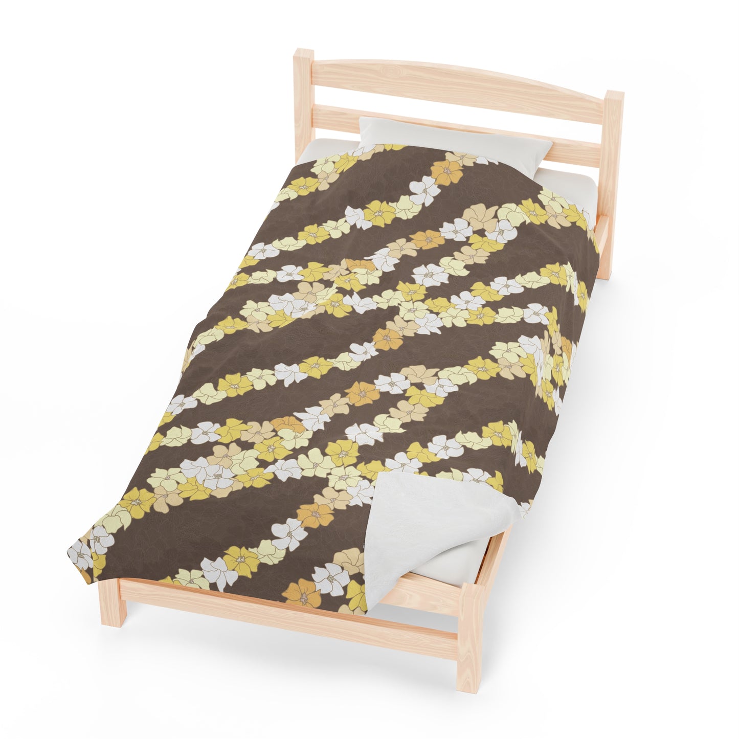 Velveteen Blanket- Puakenikeni En Face Flower Leis (Brown)