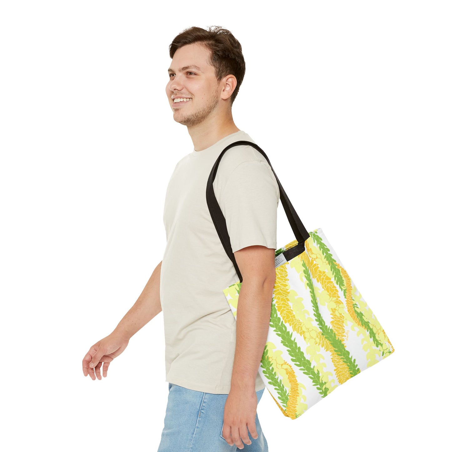 Tote bag- Triple Strand Ilima, Pakalana and Puakenikeni Ilima Leis (White)