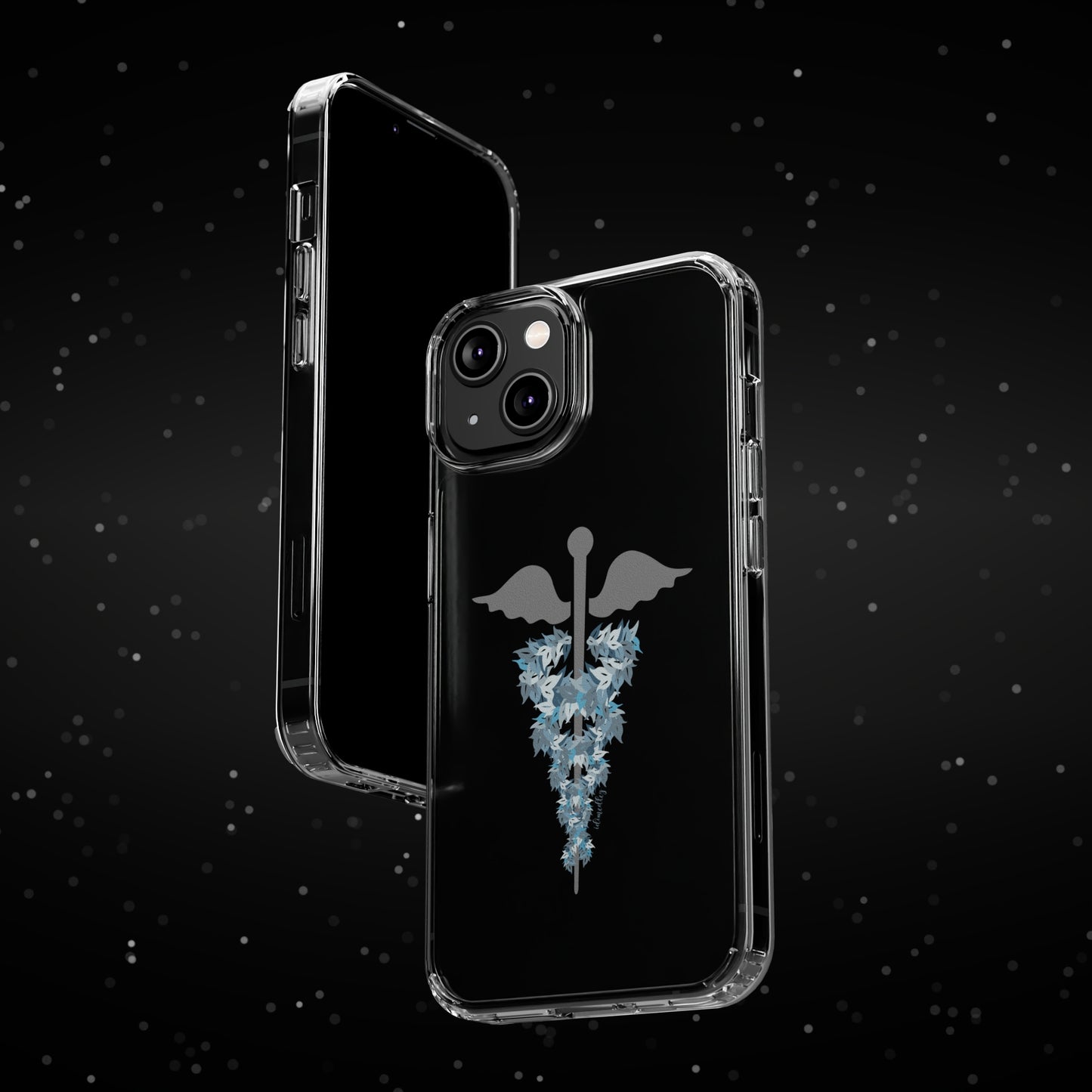 Caduceus Medical Symbol with Blue Maile Lei CLEAR Case