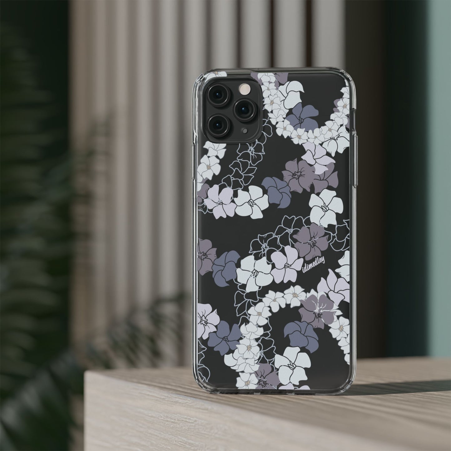 Puakenikeni En Face Flower Leis (Blue and Purple) CLEAR Case