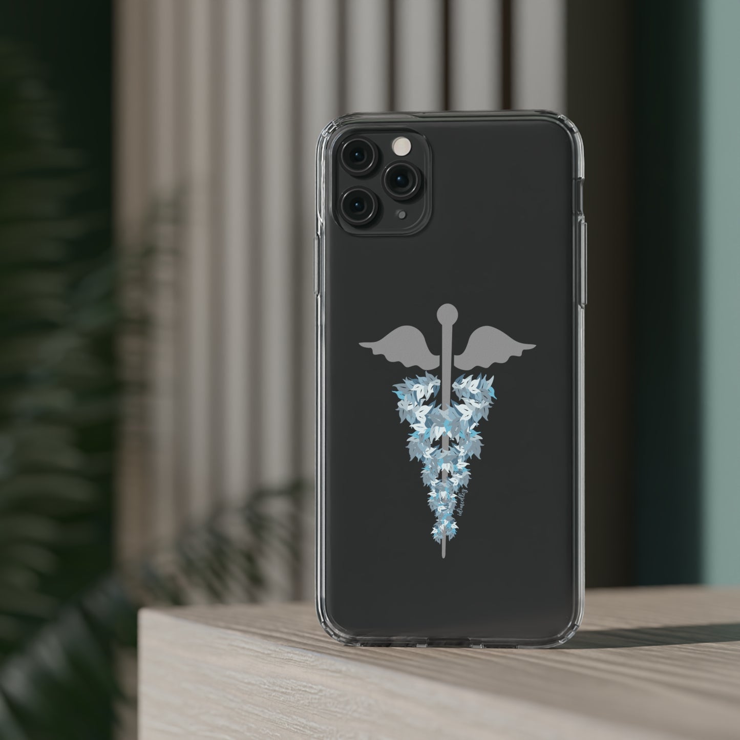Caduceus Medical Symbol with Blue Maile Lei CLEAR Case