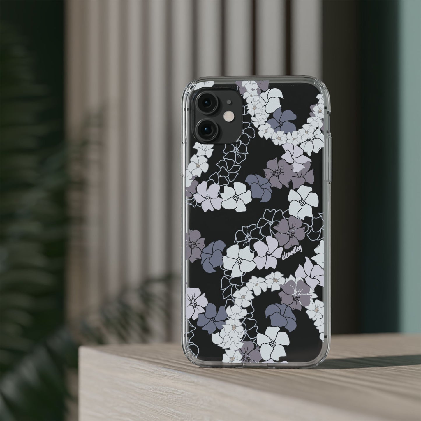 Puakenikeni En Face Flower Leis (Blue and Purple) CLEAR Case