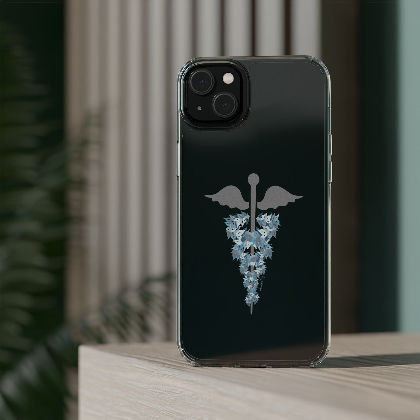 Caduceus Medical Symbol with Blue Maile Lei CLEAR Case