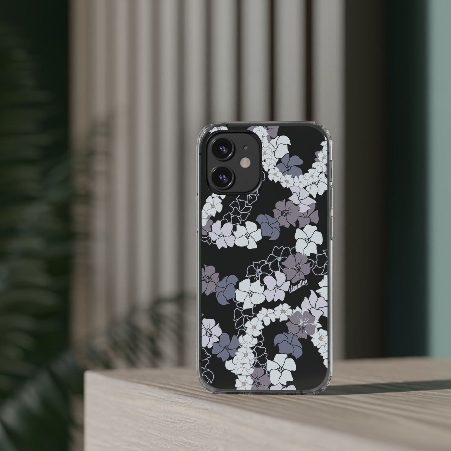 Puakenikeni En Face Flower Leis (Blue and Purple) CLEAR Case