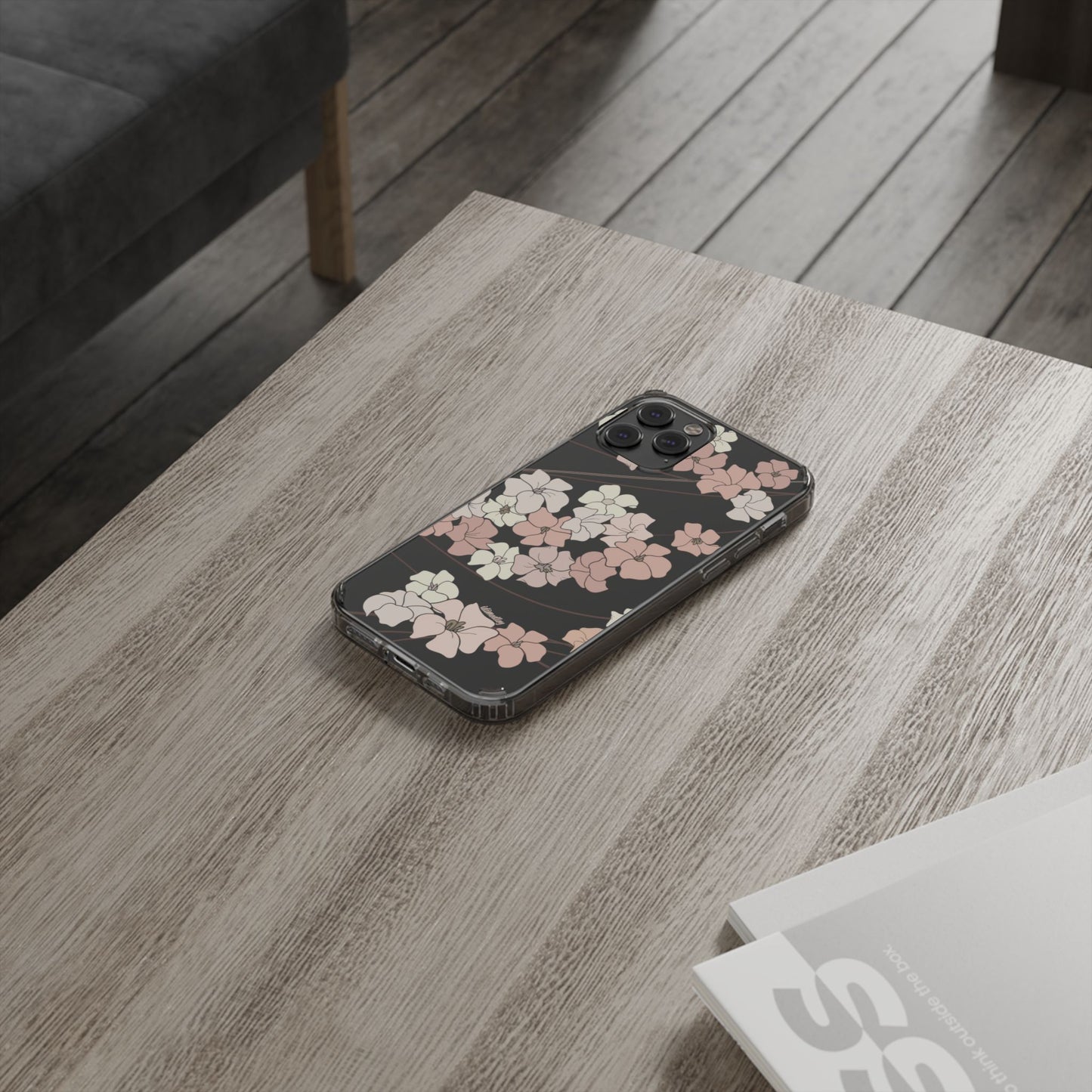 Puakenikeni En Face Flower Swirls (Peachy Pinks) CLEAR Case