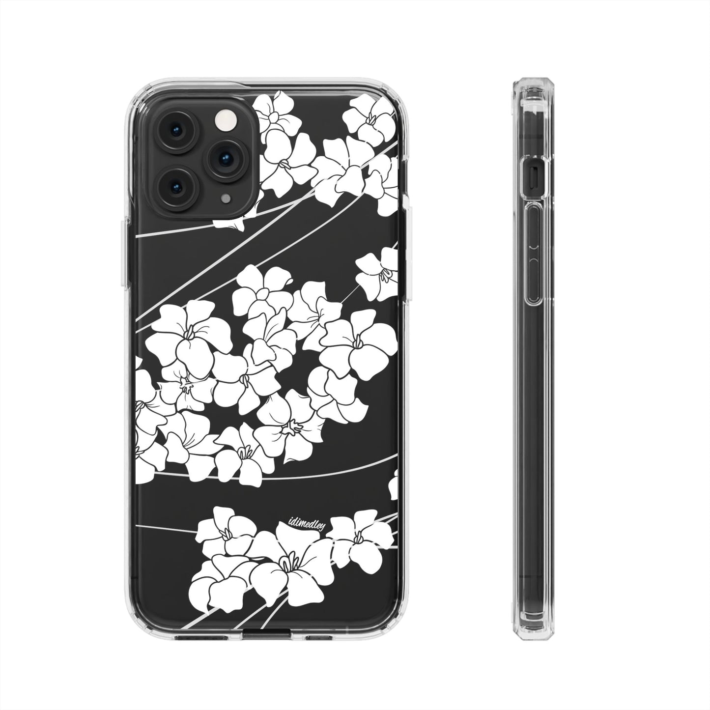 Puakenikeni En Face Flower Swirls (White) CLEAR Case