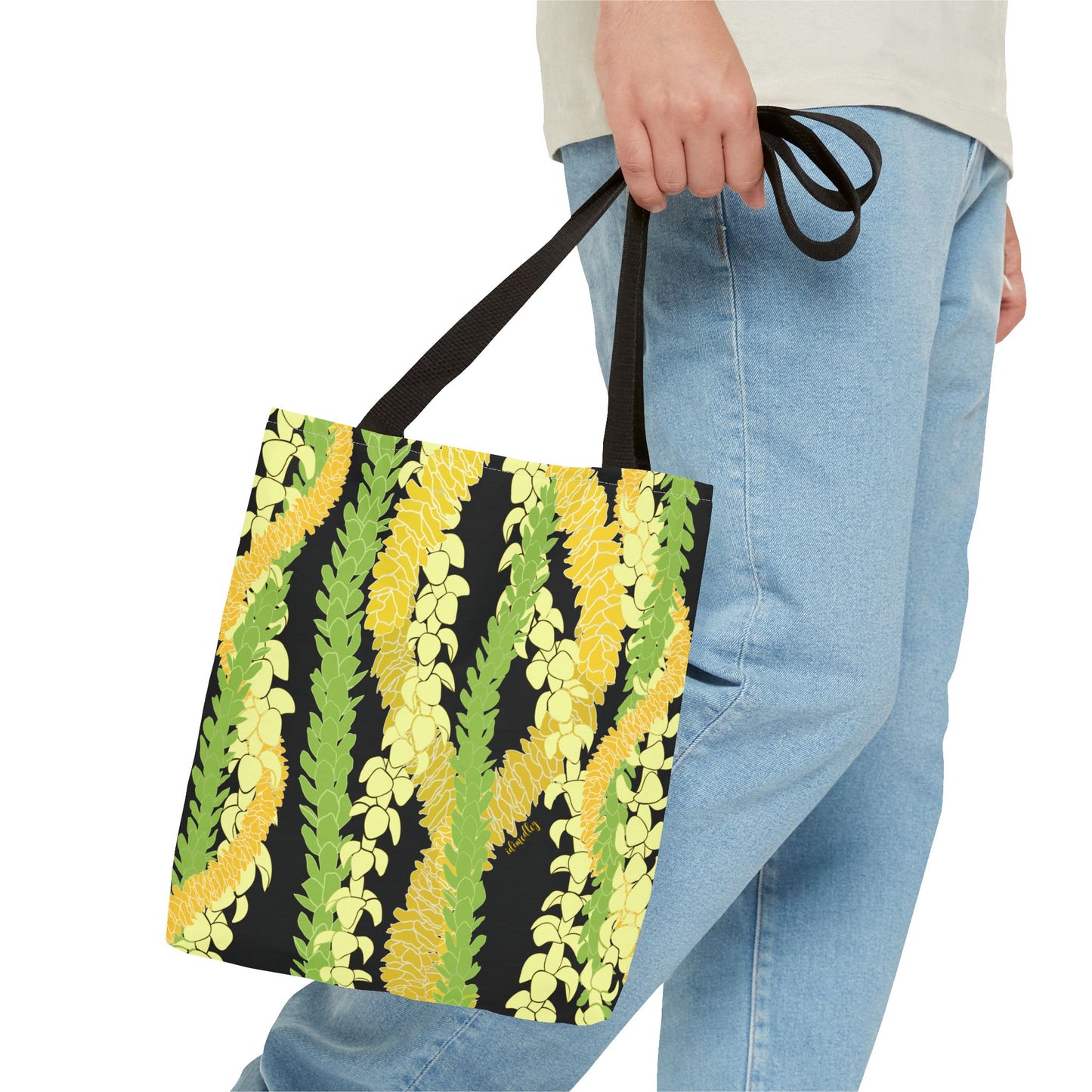 Tote bag- Triple Strand Ilima, Pakalana, and Puakenikeni Leis (Black)