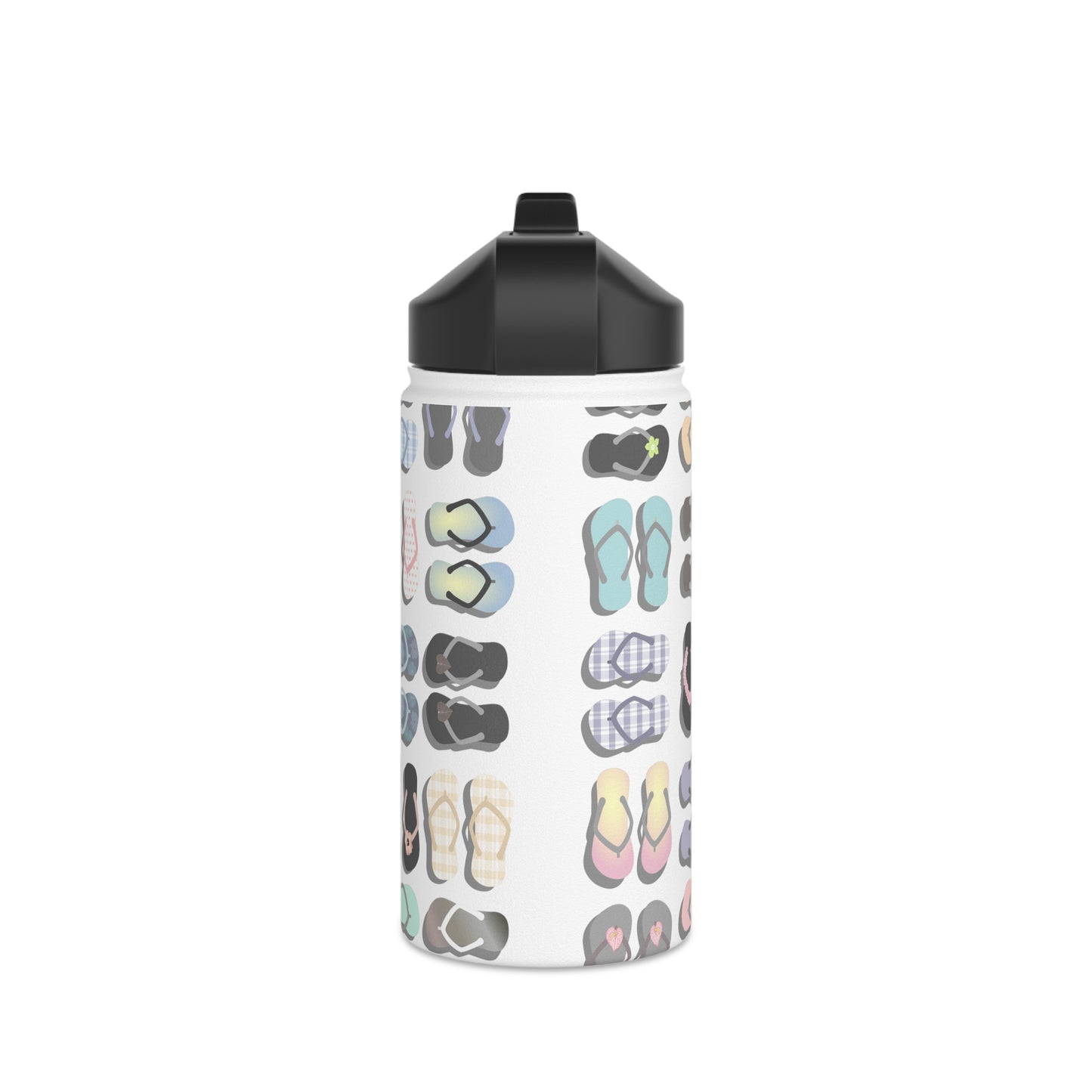 Water Bottle, 3 sizes, Stainless Steel with Sip Straw- Sandy Pua Toes in my Rubbah Slippahs