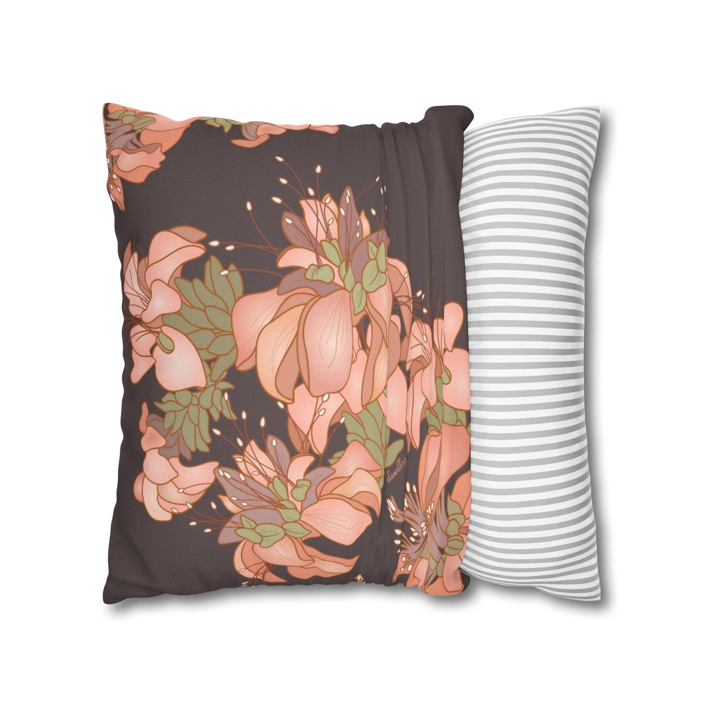 Canvas Throw Pillow Case- Wili Wili Hawaiian (Subtle Maroon)