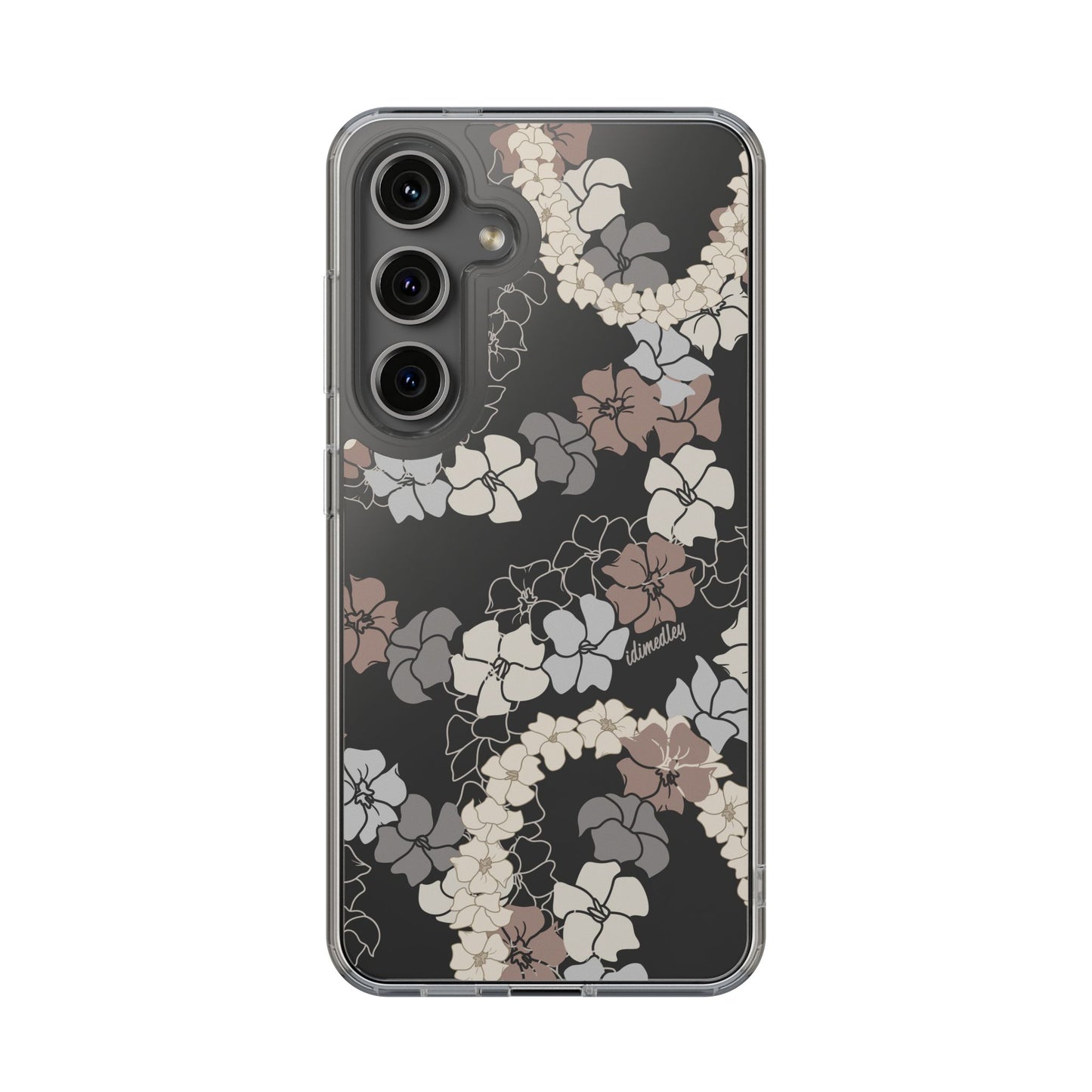 Puakenikeni En Face Flower Leis (Brown and Gray Neutrals) CLEAR Case