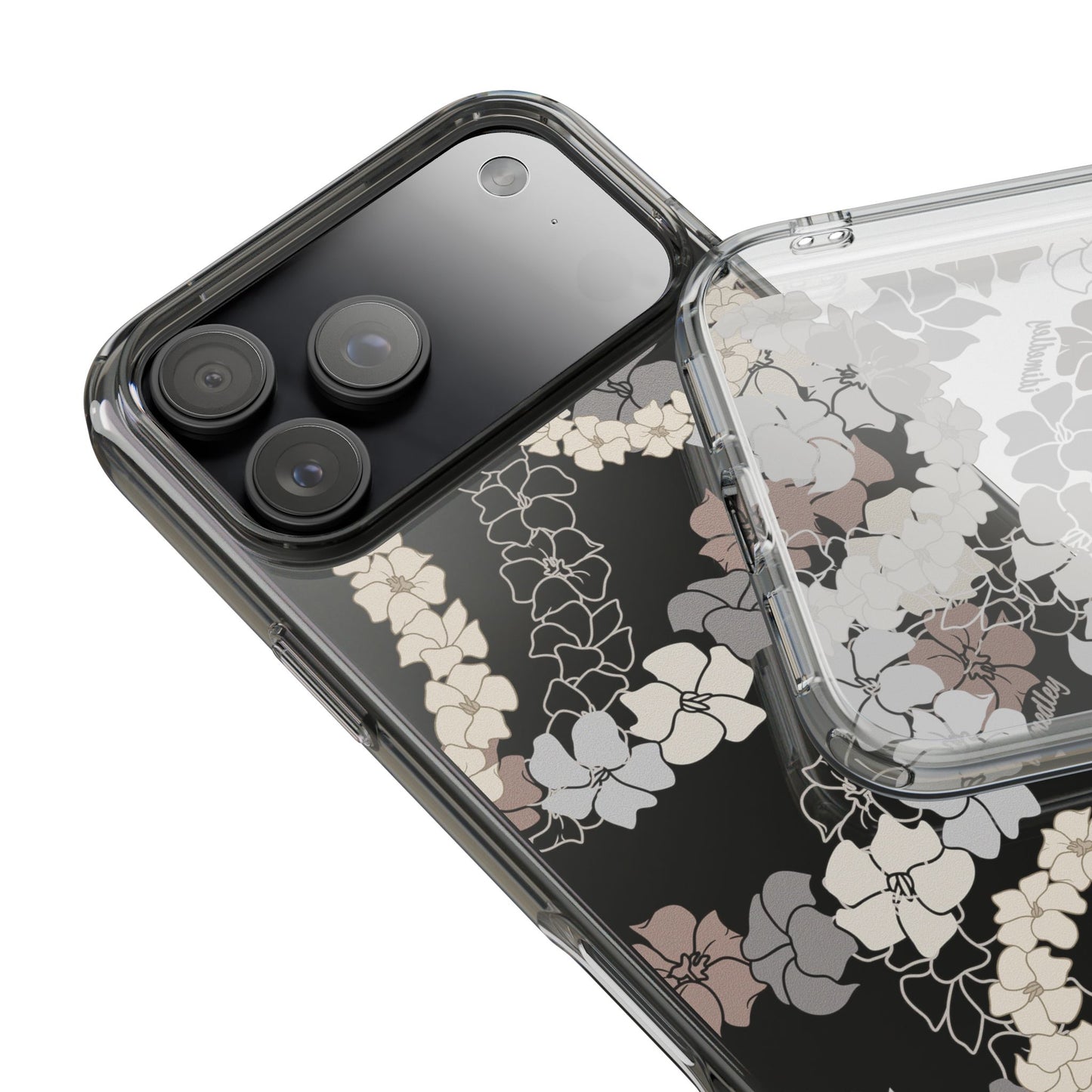 Puakenikeni En Face Flower Leis (Brown and Gray Neutrals) CLEAR Case