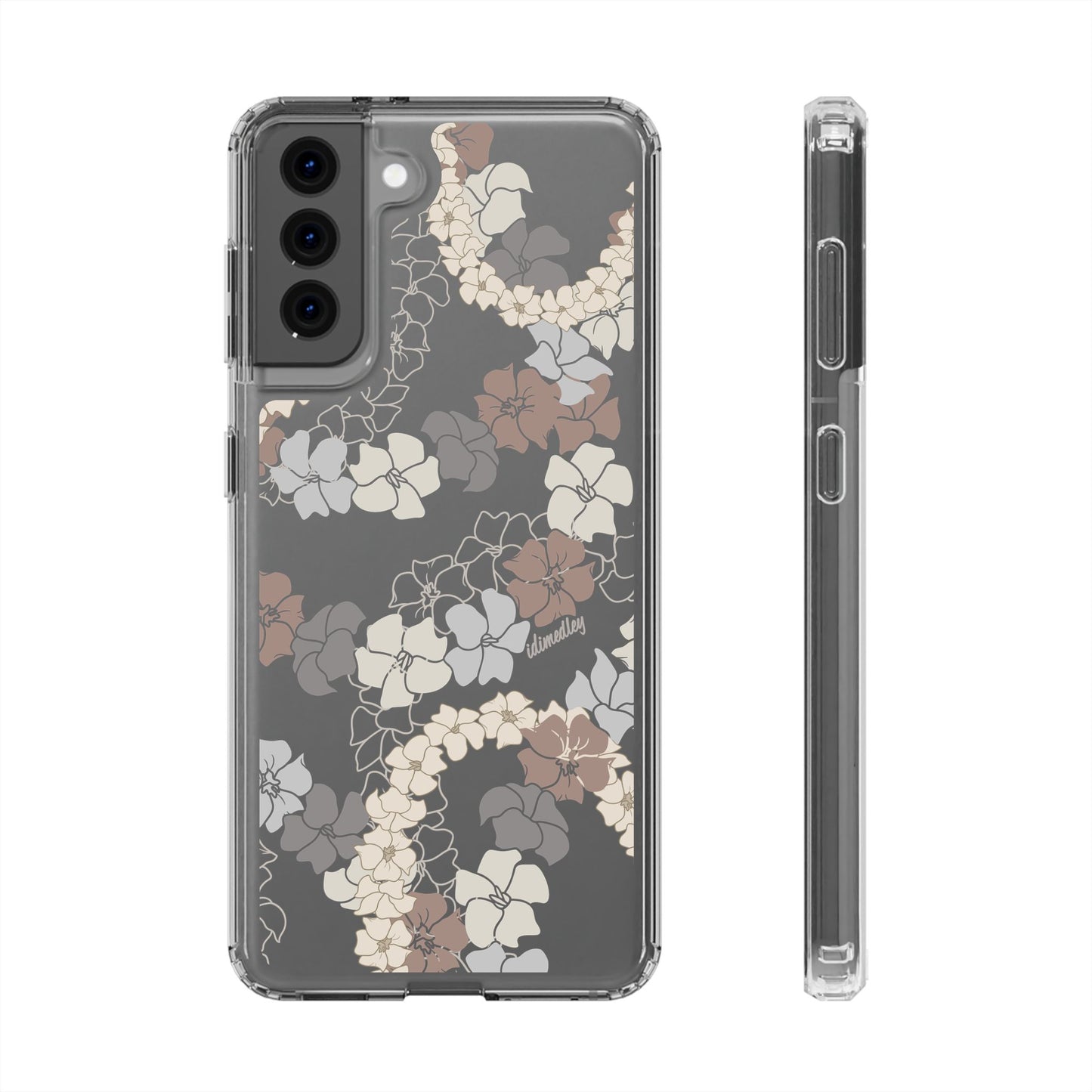 Puakenikeni En Face Flower Leis (Brown and Gray Neutrals) CLEAR Case