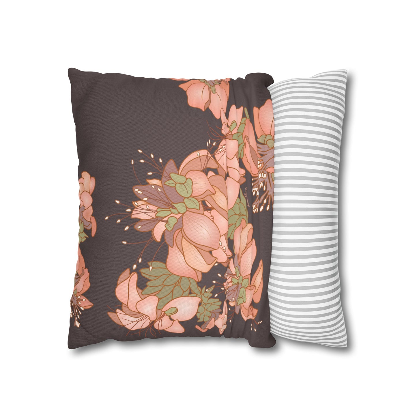 Canvas Throw Pillow Case- Wili Wili Hawaiian (Subtle Maroon)
