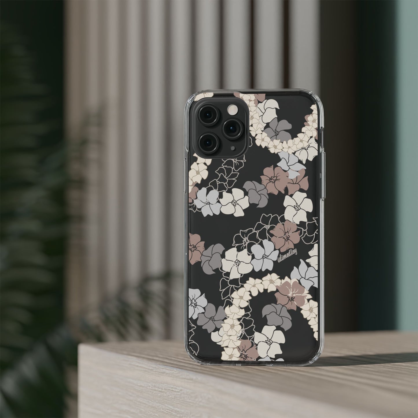 Puakenikeni En Face Flower Leis (Brown and Gray Neutrals) CLEAR Case