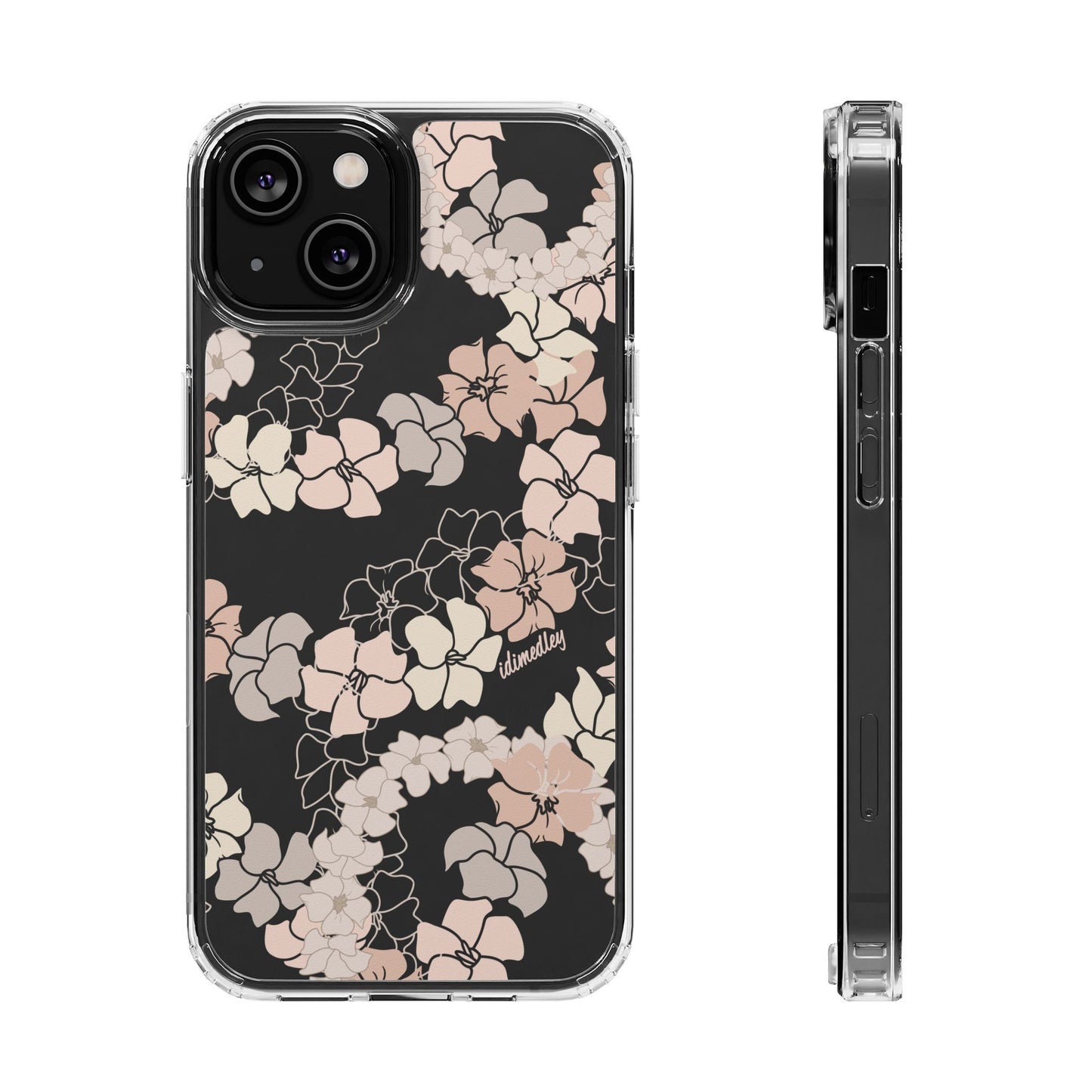 Puakenikeni En Face Flower Leis (Peachy Pinks) CLEAR Case
