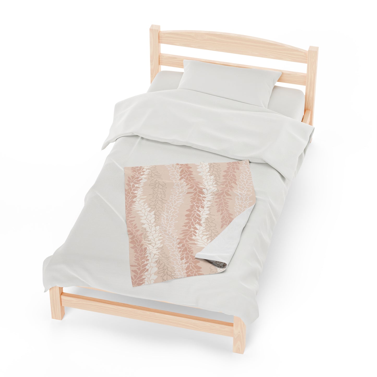 Velveteen Blanket- Hawaiian Awapuhi White Ginger Lei (Peach)
