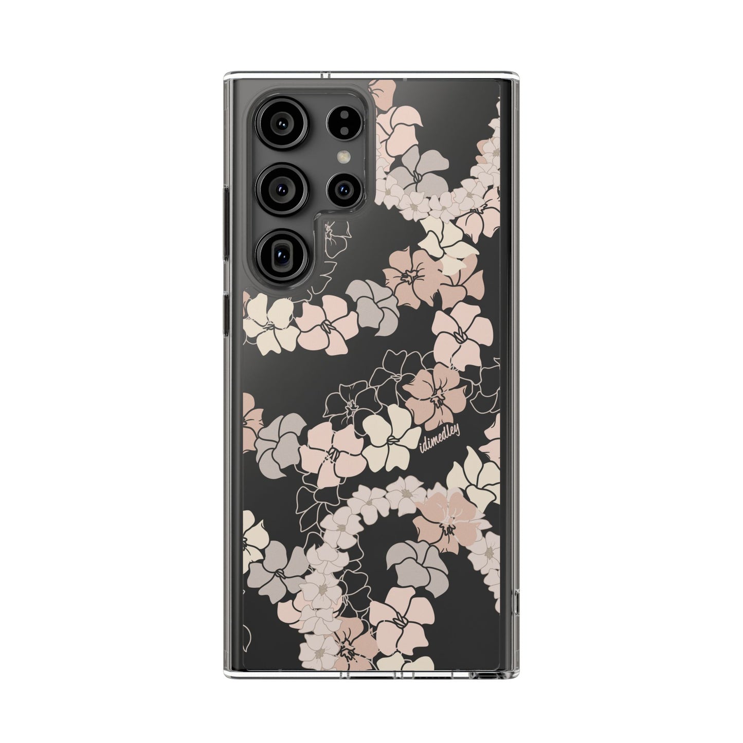 Puakenikeni En Face Flower Leis (Peachy Pinks) CLEAR Case