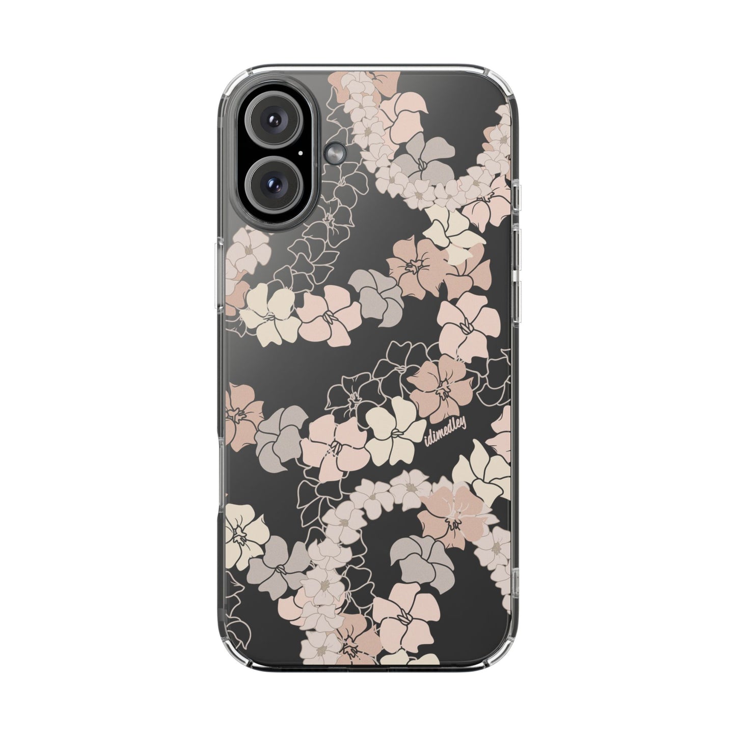Puakenikeni En Face Flower Leis (Peachy Pinks) CLEAR Case