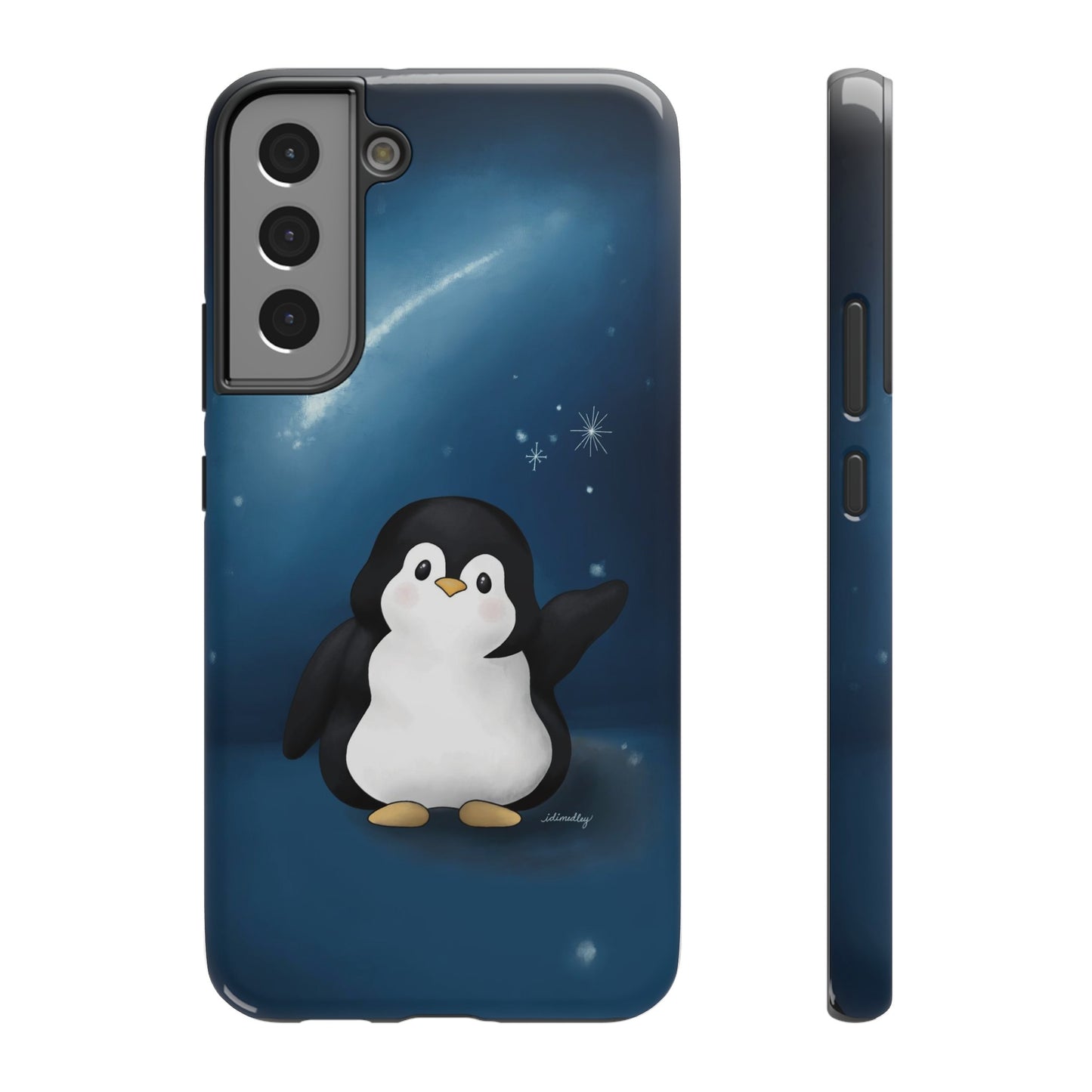 Penguin in Starry Blue Night Skies