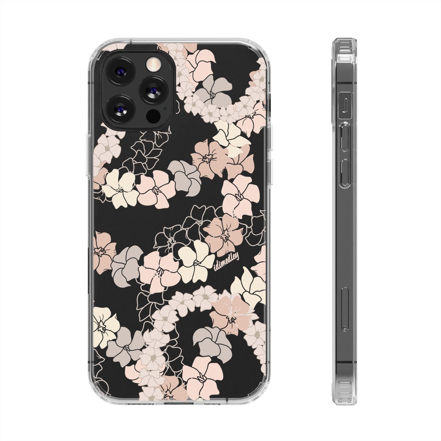 Puakenikeni En Face Flower Leis (Peachy Pinks) CLEAR Case