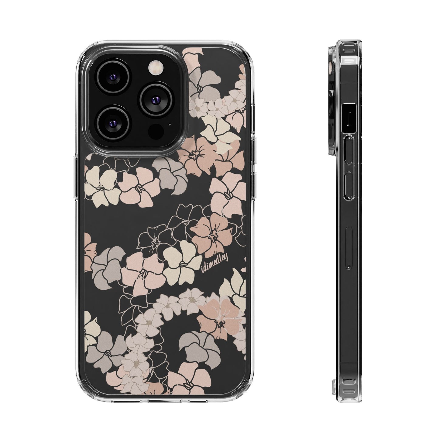 Puakenikeni En Face Flower Leis (Peachy Pinks) CLEAR Case