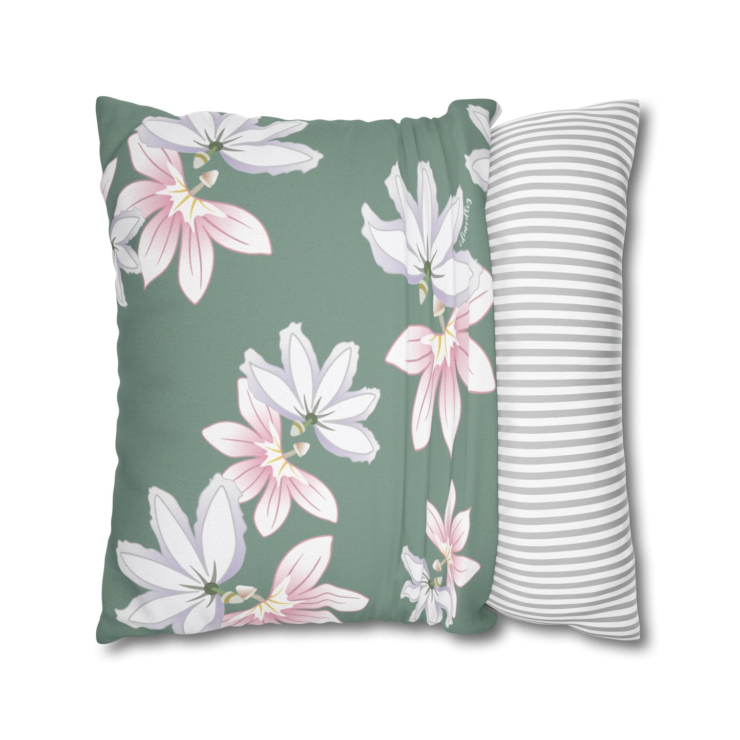 Canvas Throw Pillow Case- Naupaka Love Story (Mantle)