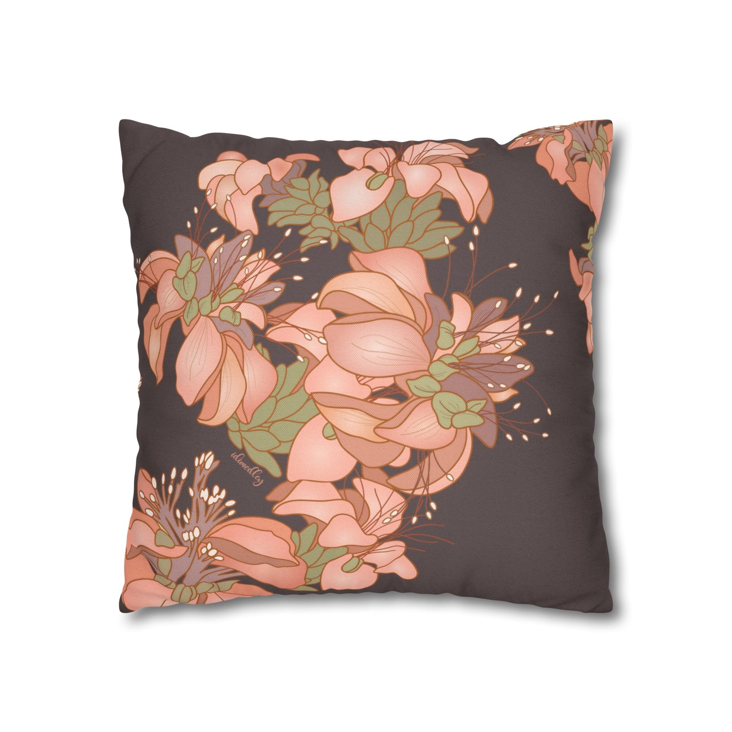 Canvas Throw Pillow Case- Wili Wili Hawaiian (Subtle Maroon)