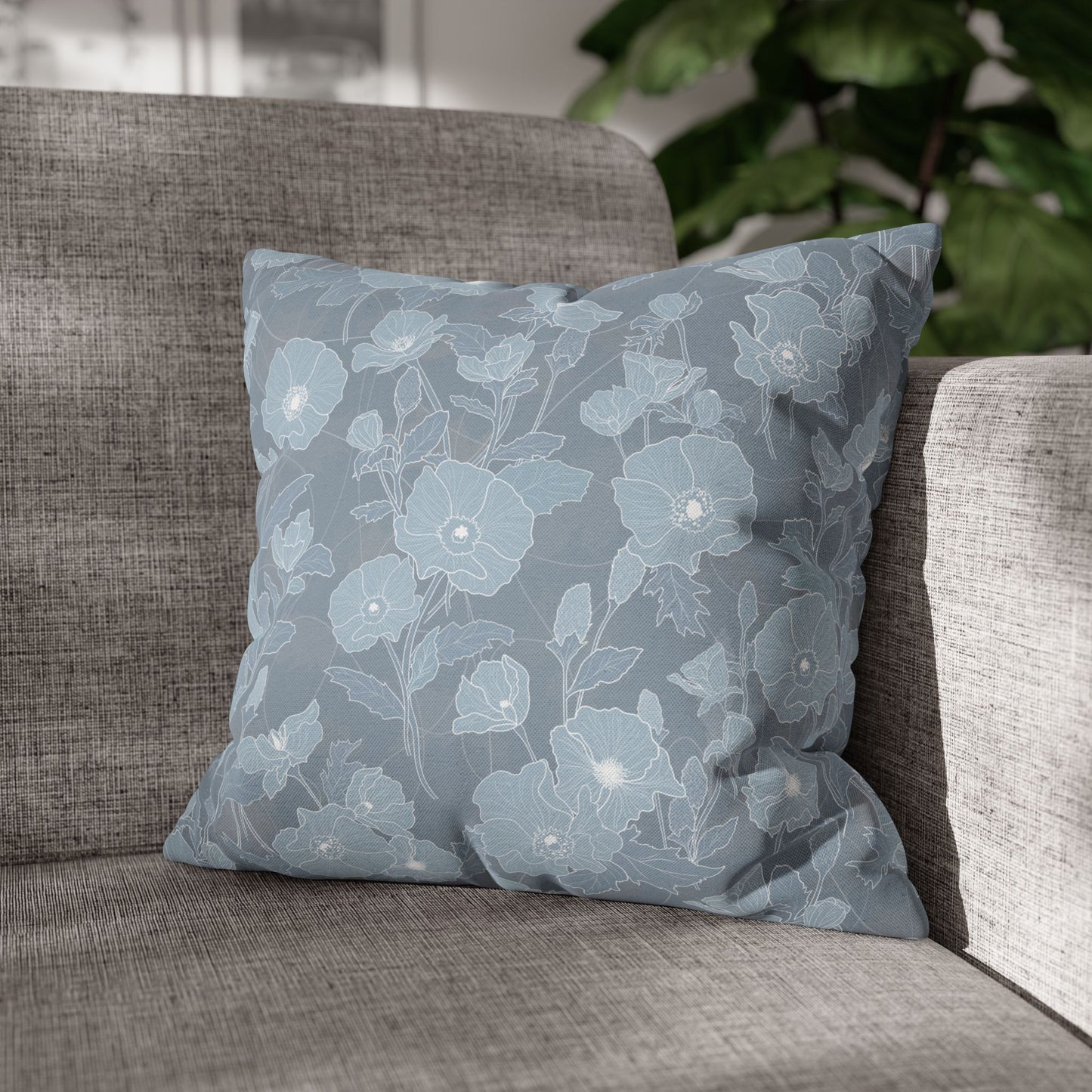 Canvas Throw Pillow Case- Pua Kala in Blue
