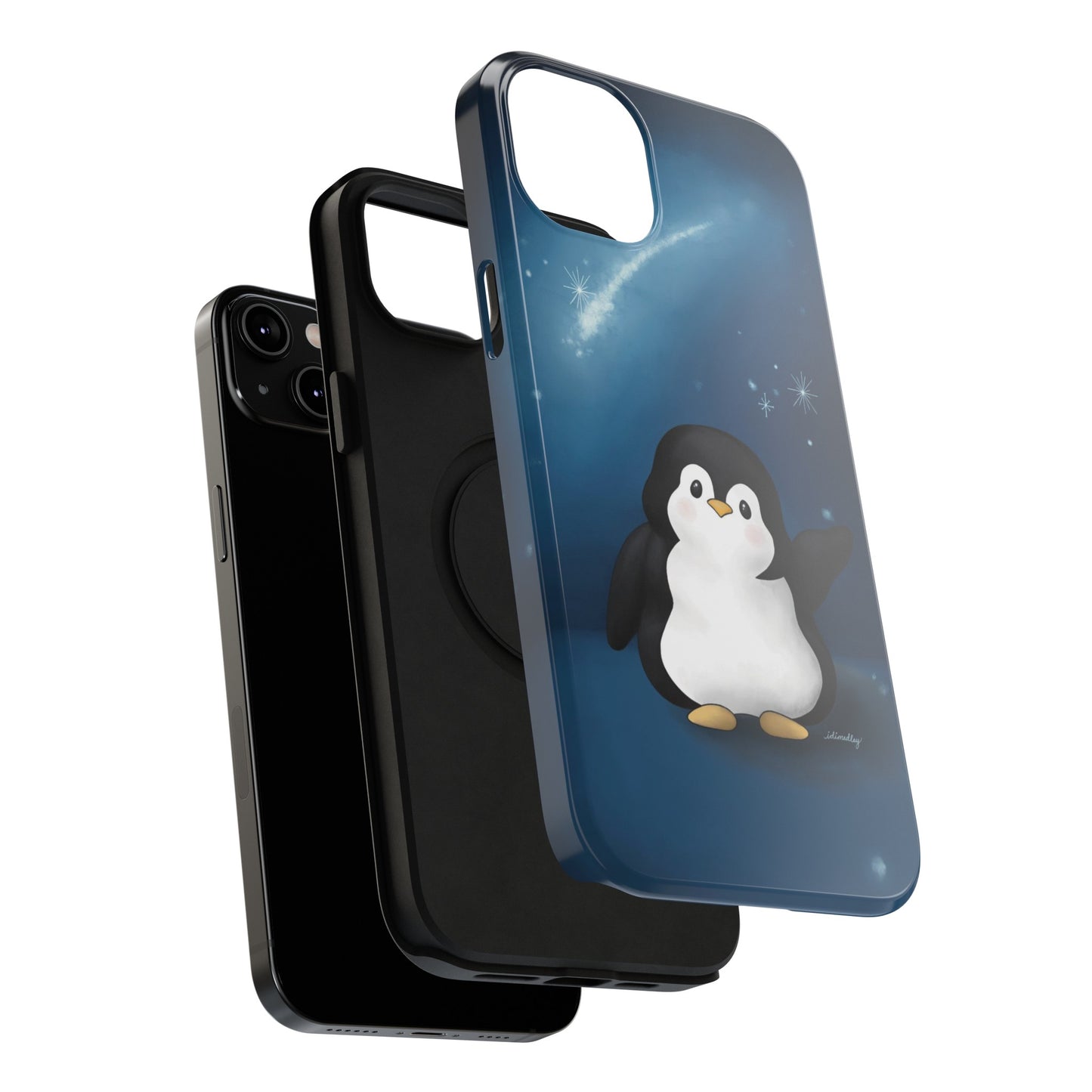 Penguin in Starry Blue Night Skies