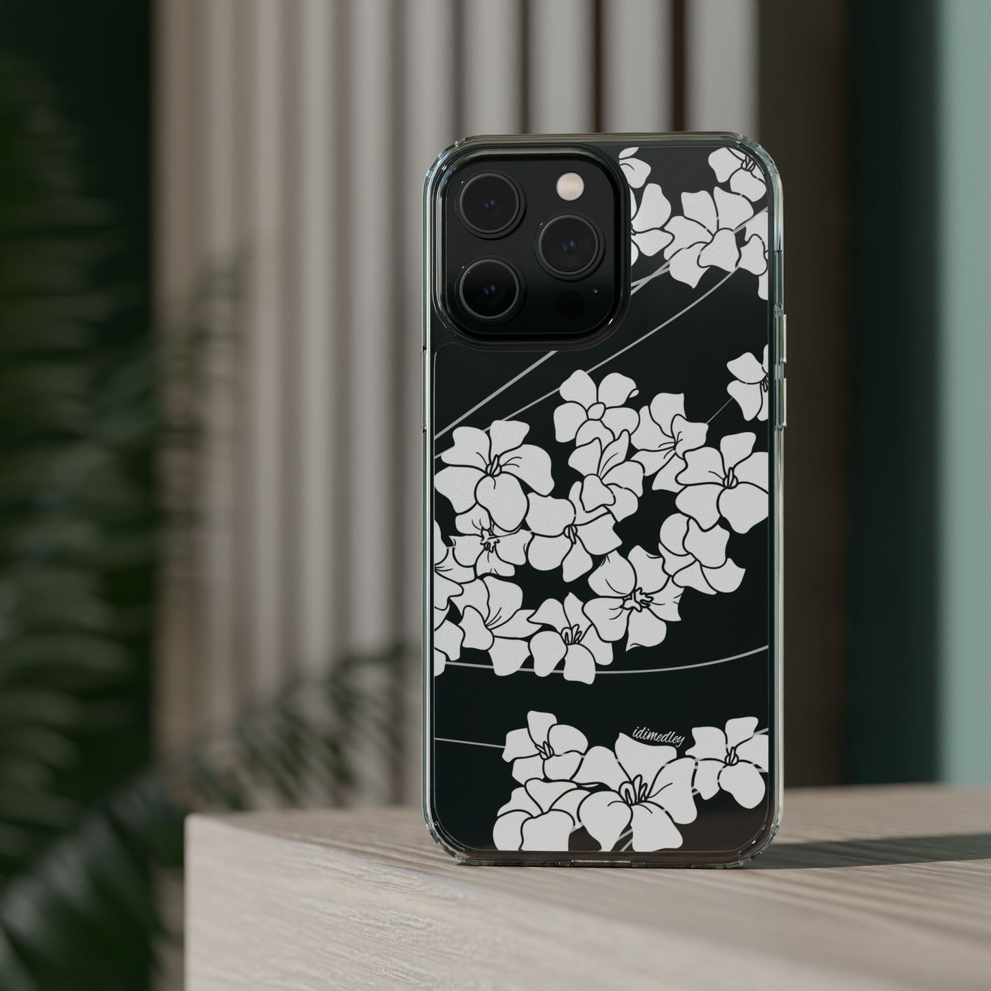 Puakenikeni En Face Flower Swirls (White) CLEAR Case