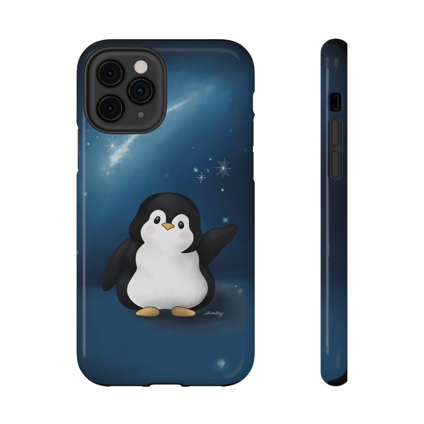 Penguin in Starry Blue Night Skies